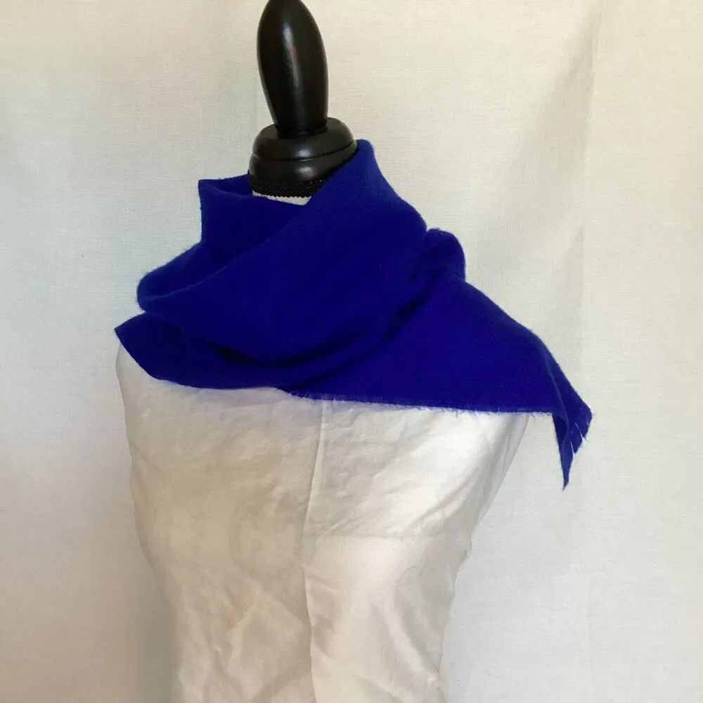 Cobalt Blue Brushed Acrylic Neck Warmer Scarf for Men or Women Vintage 80s
